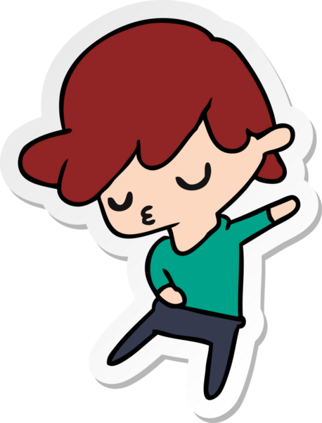 Bir insan tarafından çizilmiş kawaii sevimli çocuğun serbest sticker 'ı.