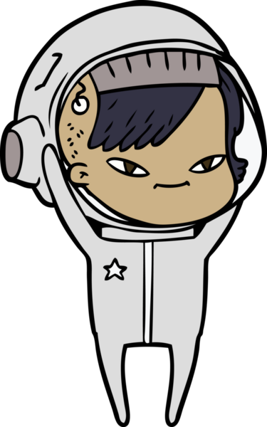Bir insan tarafından çizilmiş astronot kadın.
