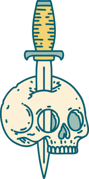 Bir insan tarafından çizilmiş bir kafatasının ikonik dövme şekli