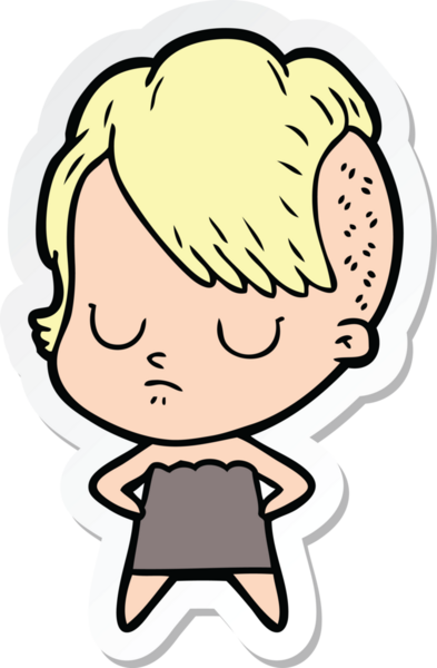 Bir insan tarafından çizilmiş bir karikatür kadının çıkartması.