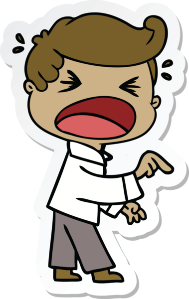 Bir insan tarafından çizilmiş, bağıran bir adamın çıkartması.