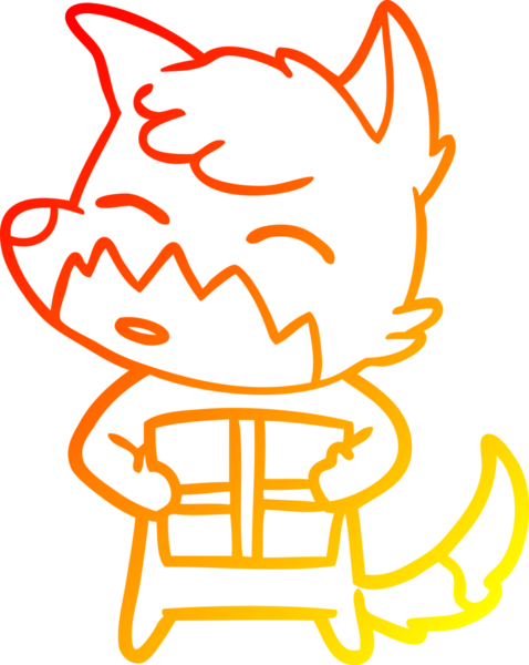 Bir insan tarafından çizilmiş bir tilkinin sıcak çizgi çizimi