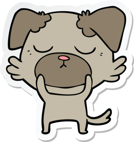 Bir insan tarafından çizilmiş şirin bir köpeğin çıkartması.