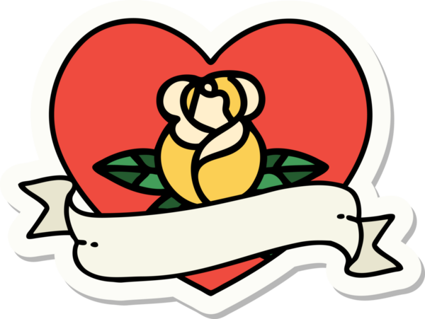 Bir insan tarafından çizilmiş, geleneksel kalp şeklinde dövme çıkartması.