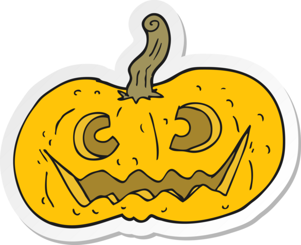 Bir insan tarafından çizilmiş cadılar bayramı balkabağı karikatürü çıkartması.