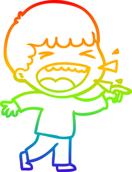 Gökkuşağının gradyan çizimi bir insan tarafından çizilmiş gülen bir adamın çizimi.