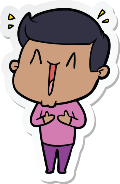 Bir insan tarafından çizilmiş mutlu bir adamın çıkartması.