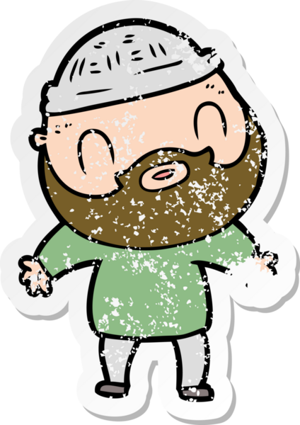 Bir insan tarafından çizilmiş sakallı bir adamın sıkıntılı çıkartması.