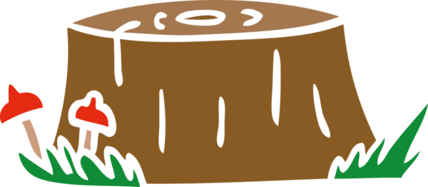 Bir insan tarafından çizilmiş bir ağaç kütüğünün el çizimi karalaması.