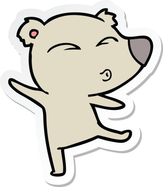 Bir insan tarafından çizilmiş ıslık çalan bir ayının çıkartması.