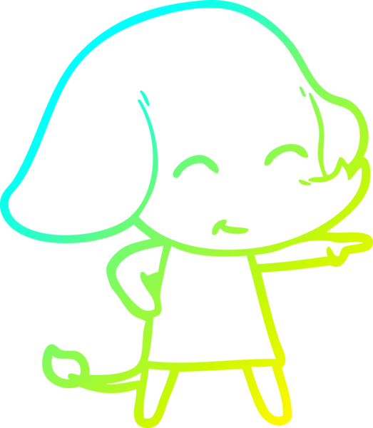 Bir insan tarafından çizilmiş şirin bir filin soğuk gradyan çizgisi