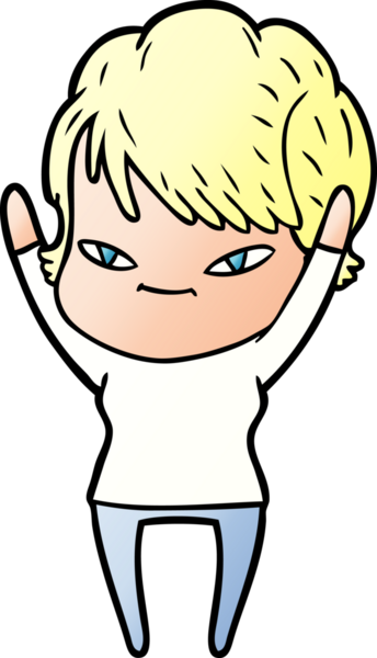 Bir insan tarafından çizilmiş mutlu bir kadın.