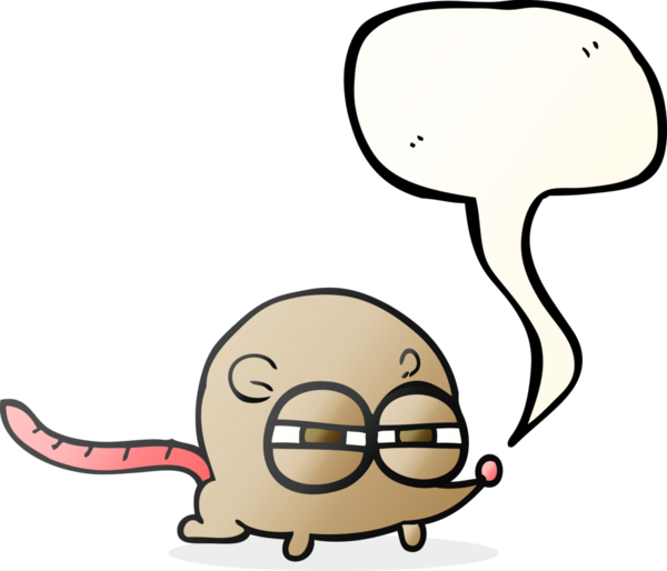 Bir insan tarafından çizilmiş serbest konuşma balonu karikatürü kötü fare