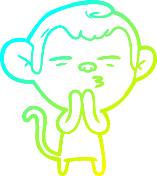 Bir insan tarafından çizilmiş şüpheli bir maymunun soğuk gradyan çizimi