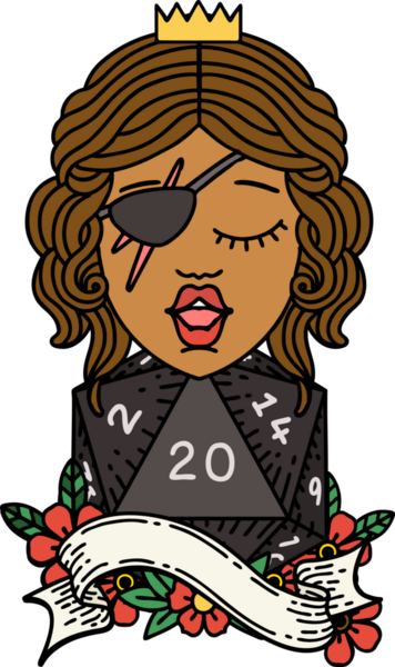 Retro Dövme Tarzı İnsan Rogue Bir insan tarafından çizilmiş 20 zar ile