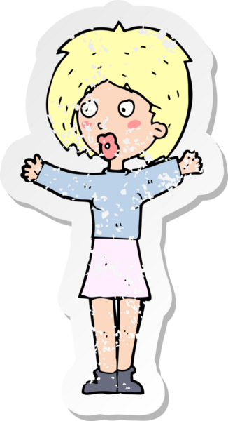 Bir insan tarafından çizilmiş endişeli bir karikatürün gerilimli çıkartması.