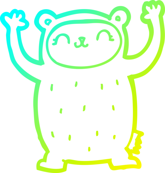 Bir insan tarafından çizilmiş şirin bir çizgi film ayısının soğuk gradyan çizgisi.