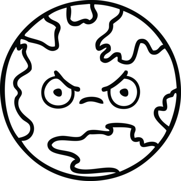 Bir insan tarafından çizilmiş bir gezegenin çizgi çizimi.