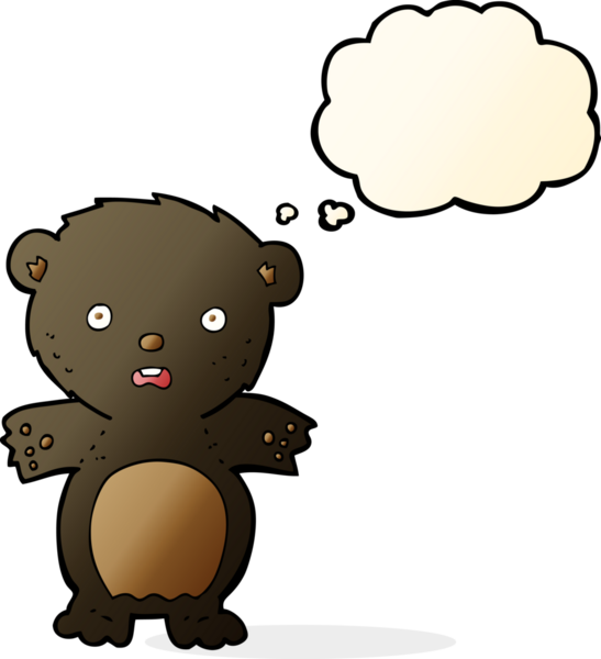 Bir insan tarafından çizilmiş korku dolu kara ayı karikatürü.