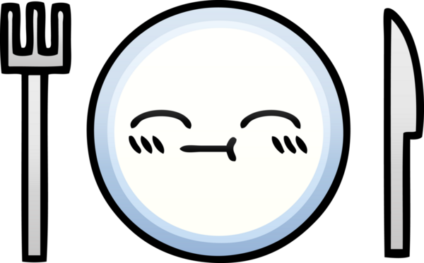 Bir insan tarafından çizilmiş yemek tabağının gölgeli çizgi filmi.