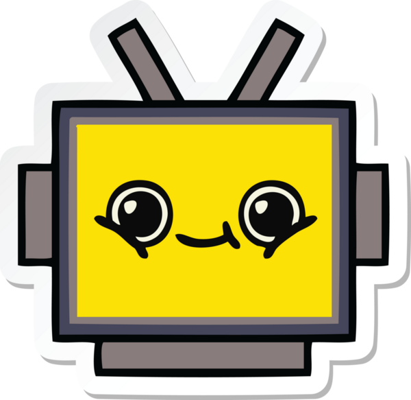 Bir insan tarafından çizilmiş şirin bir robot kafasının çıkartması.