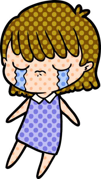 Bir insan tarafından çizilmiş ağlayan çizgi film kadını.