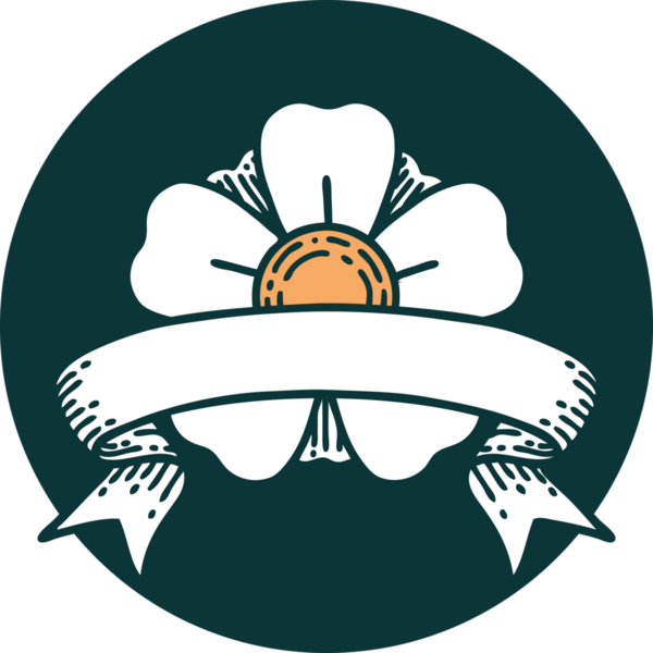 bir insan tarafından çizilmiş bir çiçek pankartıyla dövme biçimi simgesi