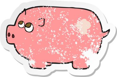 Bir insan tarafından çizilmiş domuz kumbarasının gerilimli çıkartması.