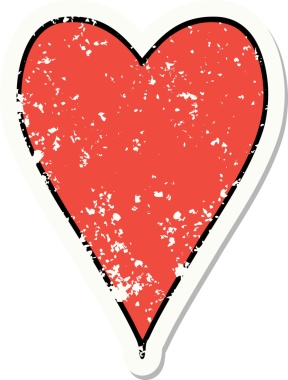 Bir insan tarafından çizilmiş, geleneksel bir kalp stili olan, sıkıntılı etiket dövmesi.