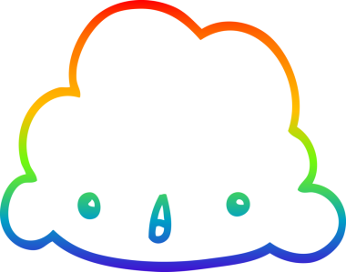 gökkuşağı gradyanı bir insan tarafından çizilmiş bir karikatür bulutunun çizimi