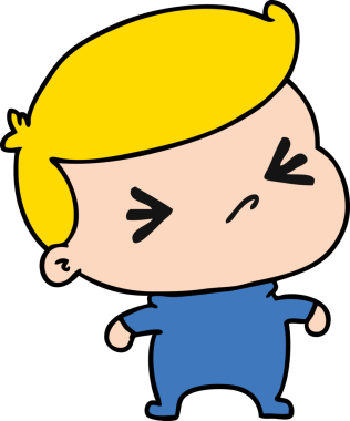 Bir insan tarafından çizilmiş kawai 'nin sevimli çapraz bebeğinin çizgi film çizimi