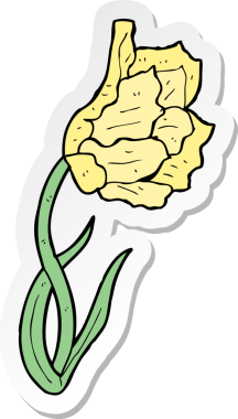 Bir insan tarafından çizilmiş karikatür çiçeğinin çıkartması.