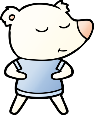 Bir insan tarafından çizilmiş mutlu kutup ayısı çizgi filmi.