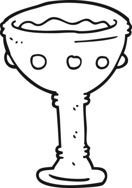 Bir insan tarafından çizilmiş siyah beyaz karikatür kadehi.