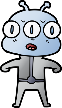 Bir insan tarafından çizilmiş üç gözlü uzaylı çizgi filmi.