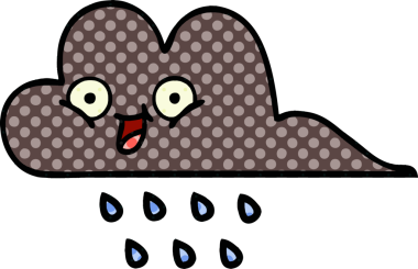 Bir insan tarafından çizilmiş fırtına yağmuru bulutu çizgi filmi.