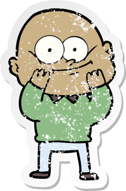 Bir insan tarafından çizilmiş kel bir adamın sıkıntılı çıkartması.