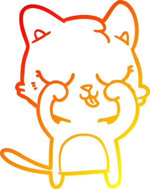 Bir insan tarafından çizilmiş çizgi film kedisinin sıcak çizgi çizimi