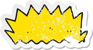 Bir insanın çizdiği karikatür patlamasının gerilimli retro çıkartması.