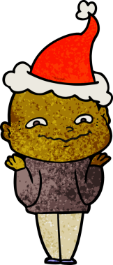 Bir insan tarafından çizilmiş Noel Baba şapkası giyen ürpertici bir adamın el çizimi karikatürü.