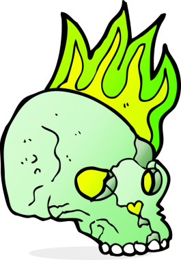 Bir insan tarafından çizilmiş ürkütücü bir kafatası.