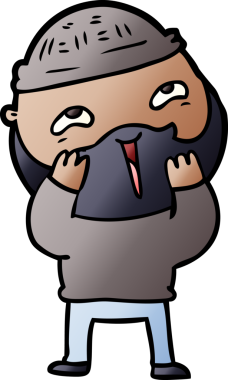 Bir insan tarafından çizilmiş mutlu sakallı bir adam.