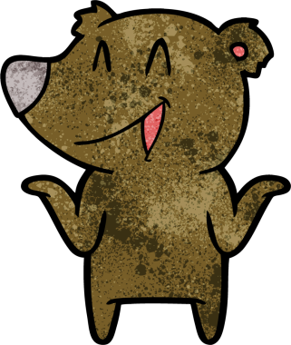 Bir insan tarafından çizilmiş gülen ayı çizgi filmi.