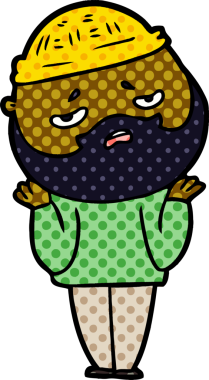 Bir insan tarafından çizilmiş sakallı endişeli bir adam.