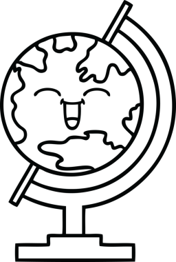 Bir insan tarafından çizilmiş dünyanın karikatürü.