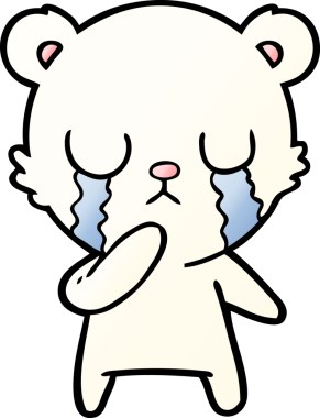 Bir insan tarafından çizilmiş ağlayan kutup ayısı çizgi filmi.