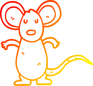 Bir insan tarafından çizilen çizgi film faresinin sıcak çizgi çizimi