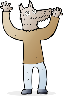 Bir insan tarafından çizilmiş bir kurt adam.