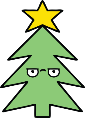 Bir insan tarafından çizilmiş güzel bir Noel ağacı karikatürü.