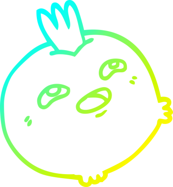 Bir insan tarafından çizilmiş mutlu bir sebze kökü çizgi çizimi.